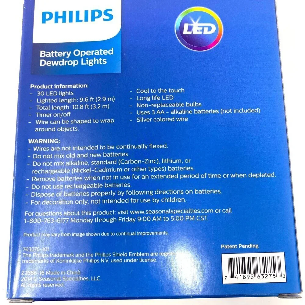 Philips Battery Operated Dewdrop Lights Indoor/Outdoor Decor Various Colors
